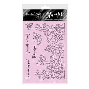 For the Love of Stamps - Butterfly Blooms, A6 stamp set - Contains 5 stamps.  