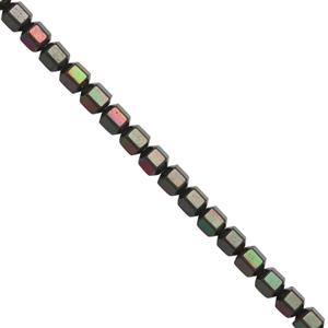 55cts Black Mystic Color Coated Hematite Smooth Bicones Approx 3.5mm, 30cm Strand 