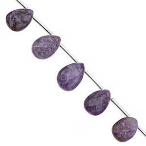 55cts Charoite Top Side Drill Faceted Pear Approx 12.5x8 to 16.5x12mm, 15cm Strand with Spacers