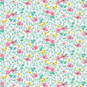Liberty Riviera Seaside Brights Wildflower Poppy Fabric 0.5m