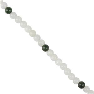 110cts White Serpentine with Oil Green Jadeite Plain Rounds Approx 6mm, 38cm Strand