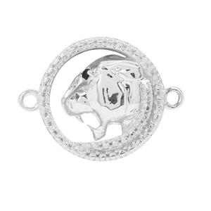 0.4cts 925 Sterling Silver Circle Panther Connector (20x15 mm) With Black Spinel Eye 1.50mm