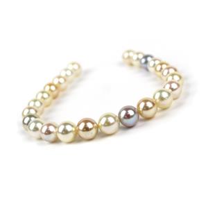 Mixed Round Akoya Pearls, Approx 9mm - 20cm Strand 
