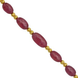 25cts Ruby Center Drill Faceted Tumble Approx 6.5x4.5 to 11x5.5mm, 12cm Strand with Spacers