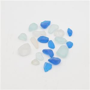 Bag of 10mm Mixed Blue DRILLED Sea Glass  10-15pcs in an organza bag