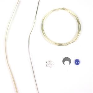 BLUE; 2x Sterling Silver Wire, 2 x Solderable Accents, Bezel Strip & Tanzanite