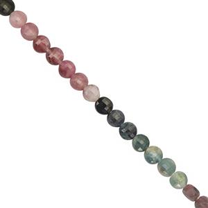17cts Multi Tourmaline Faceted Coin Approx 3.5mm, 30cm Strand