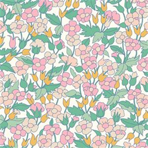 Liberty Carnaby Collection Piccailly Poppy Pink and Green Fabric 0.5m