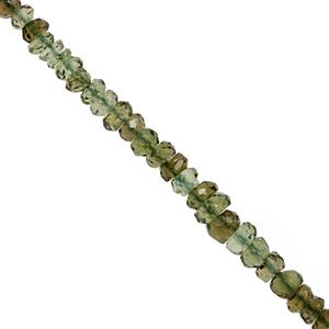 2cts Moldavite Graduated Faceted Rondelle Approx 0.5 to 3mm, 8cm Strand With Spacers