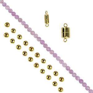 Gold Plated 925 Sterling Silver, AA grade Kunzite Faceted Rounds Approx 4mm Project With Downloadable Instructions By Mark Smith