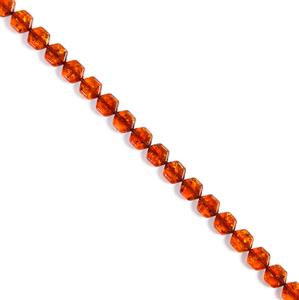 Baltic Cognac Amber Rounded Hexagon Bead Strand, Approx. 10mm 20cm Strand