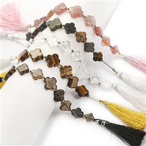 Gemstone Clover Strand With Hematite Spacers, Approx 10-17mm, 12-17cm Strand