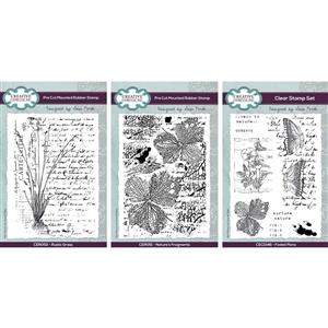 NEW Creative Expressions Sam Poole Shabby Botanicals Stamps - Set of 3