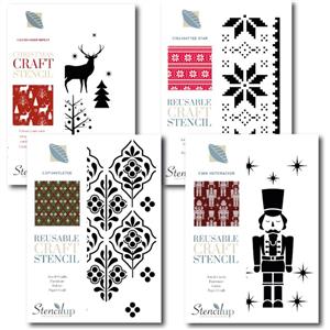 Stencil Up Christmas Collection Bundle - 4 A4 Adhesive Stencils 