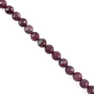 130cts Natural Ruby Faceted Rounds Approx 6mm, 38cm Strand