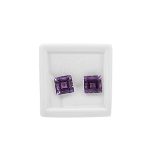 2.88cts Amethyst Step Square Approx 7mm Loose Gemstone Set (Pack of 2)