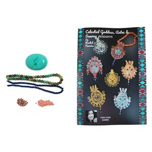 Lapis Lazuli, Turquoise & Magnesite Celestial Goddess & Aztec & Sunray Pendants Kit with Booklet by Rachel Norris