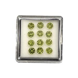 3.25cts Red Dragon Peridot Round Brillant Approx 4mm Pack of 12 (N)