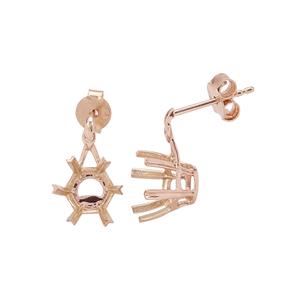 9K Rose Gold Earrings Mount (To fit 8mm Snowflake Cut Gemstone)- 1pair