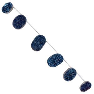 276cts Blue Colour Coated Drusy Quartz Graduated Ovals Approx 20x12 to 30x20mm, 18cm Strand.