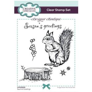 Creative Expressions Designer Boutique Squirrel Greetings 4 in x 6 in Stamp Set