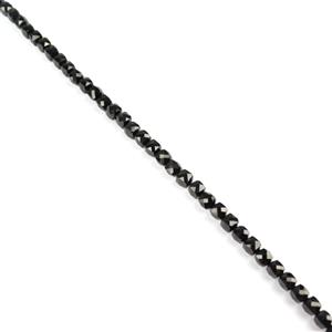 30cts Black Spinel Faceted Cube 4x4mm, 38cm strand