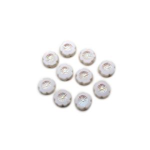 Precisoa Ornela Chalk White Full AB Table Cut Hawaiian Flower Beads, 14mm (20pk)