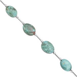 45cts Chrysocolla Graduated Plain Oval Approx 9x7 to 13x9mm, 16cm Strand with Spacers 
