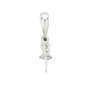925 Sterling Silver Peg with Black Diamond Approx 16mm Drop