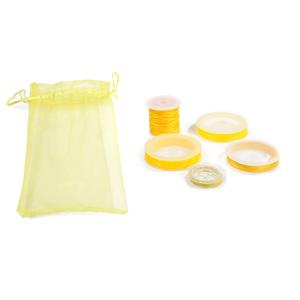Yellow Threading Pack including 0.6mm Elastic, 1mm Elastic, Beading Thread, 0.5mm Nylon Cord & 1mm Nylon Cord
