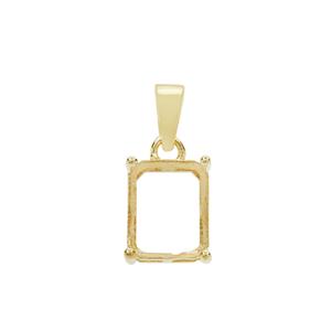 Gold Plated 925 Sterling Silver Octagon Pendant Mount (To fit 9x11mm gemstone) - 1Pcs