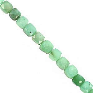 90cts Chrysoprase Center Drill Faceted Square Approx 6 to 9mm, 17cm Strand