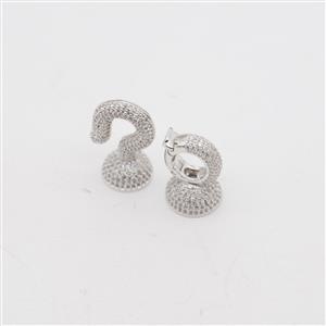 Zinc Alloy Plated Brass Clasp with Cubic Zirconia Approx 38x13mm