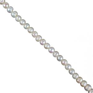 White Freshwater Cultured Ringed Potato Pearls 8-9mm, Approx 38cm Strand
