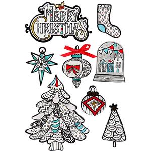 3D Stickers, christmas motifs, H: 32-80 mm, W: 25-65 mm, 8 pc/ 1 pack