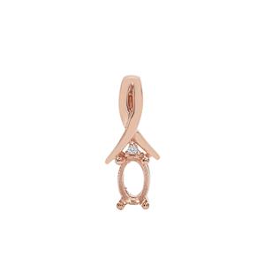 Rose Gold Plated 925 Sterling Silver Side Accents Oval Pendant Mount (To fit 6x4mm gemstone)Inc. 0.01cts White Zircon Brilliant Cut Round 1.10mm 1pcs