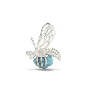 925 Sterling Silver Bee Pendant, with Sleeping Beauty Turquoise, Pendant, Approx 20mm 