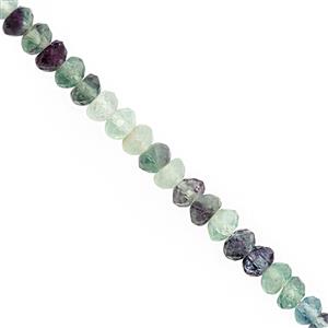 62cts Multi Fluorite Faceted Rondelle Approx 5.5x3.5 to 6.5x4.5mm, 20cm Strand