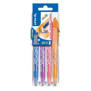 FriXion Ball Pack of 4 Pens - Sky Blue, Purple, Coral Pink & Apricot Orange