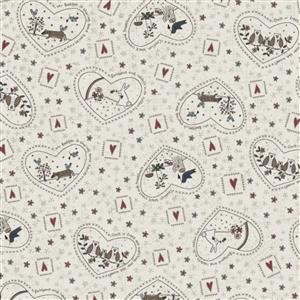 Lynette Anderson Corner Of The Woods Forest Friends Warm Cream Fabric 0.5m