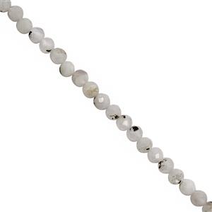 6cts Tourmalinated Moonstone Graduated Faceted Rounds Approx 2mm, 30cm Strand