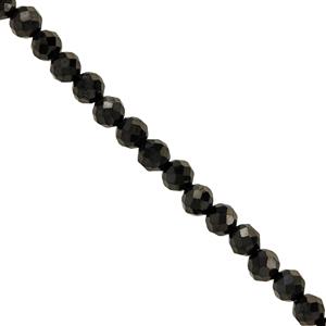 19cts Natural Black Spinel Faceted Rounds Approx 3mm, 30cm Strand