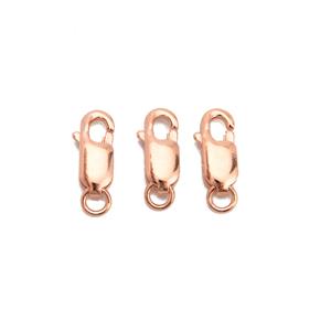 925 Rose Gold Plated Sterling Silver Lobster Claw Clasps Approx 11mm (3pcs)