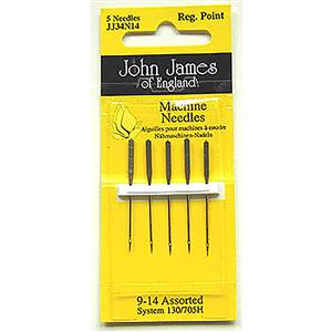 John James Pack of 5 Regular Point Sewing Machine Needles Size 9/14 (70/90)