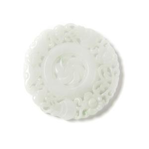 Type A 70cts Jadeite  Carved Round Slab Approx. 45mm, 1pc