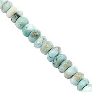70cts Larimar Graduated Faceted Rondelles Approx 3x5 to 4x8mm, 25cm Strand