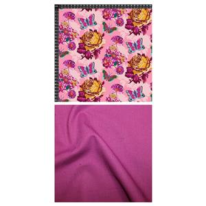 Anna Maria Horner Love Always Pink Flower Bloom and Magenta Fabric Bundle (1m)