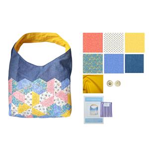 Jenny Jacksons's Liberty EPP Bag Kit: Pattern, Paper Pieces, F8th Pack (5pcs), Fabric (1m) & Magnetic Snap