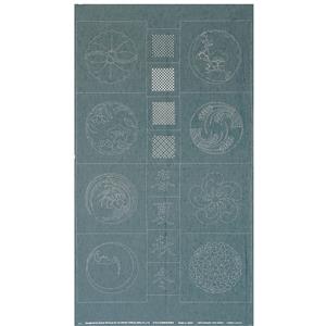 Sashiko Tsumugi Preprinted Kamon 20 Blue Fabric Panel 108x61cm