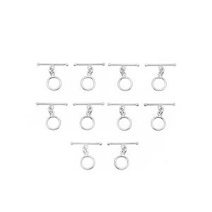 Silver Plated Base Metal Toggle Clasp, 10mmx21mm (10pcs/pack)
